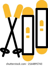 Skiing sport, illustration, vector on a white background.