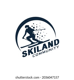 skiing sport logo design suitable for club,decoration,and company