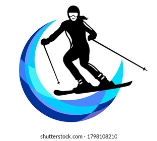 Skiing sport logo in vector quality.