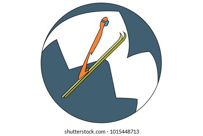 Skiing as a sport. Vector icon dedicated to sports competitions. Illustration of a skier.