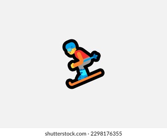 Icono de vector deportivo de esquí. Deportista con traje de esquí. Ilustración de Emoji. Emoticono vectorial aislado