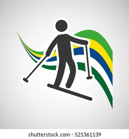 skiing sportsman flag background design vector illustration eps 10