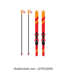 Skiing with sticks is a winter accessory for extreme skiing.