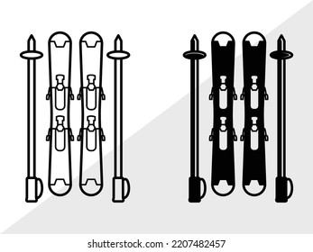 Skiing SVG Printable Vector Illustration