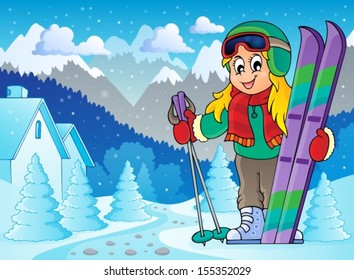 Skiing theme image 2 - eps10 vector illustration.