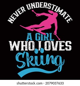 Skiing t-shirt Design vector illustration format that are perfect for t-shirt, coffee mug, poster, cards, pillow cover, sticker, Canvas design, and Musk design.