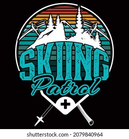 Skiing t-shirt Design vector illustration format that are perfect for t-shirt, coffee mug, poster, cards, pillow cover, sticker, Canvas design, and Musk design.