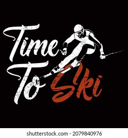 Skiing t-shirt Design vector illustration format that are perfect for t-shirt, coffee mug, poster, cards, pillow cover, sticker, Canvas design, and Musk design.