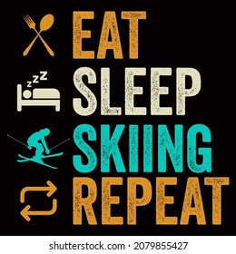 Skiing t-shirt Design vector illustration format that are perfect for t-shirt, coffee mug, poster, cards, pillow cover, sticker, Canvas design, and Musk design.