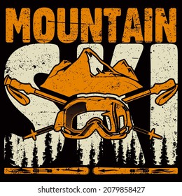 Skiing t-shirt Design vector illustration format that are perfect for t-shirt, coffee mug, poster, cards, pillow cover, sticker, Canvas design, and Musk design.