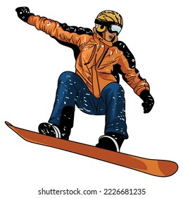 Skiing vector art, Skier man vector