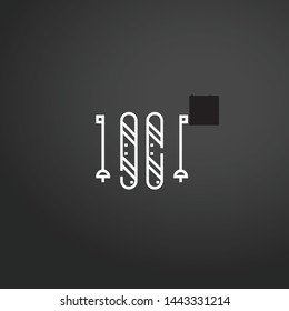 Skiing vector icon. Skiing concept stroke symbol design. Thin graphic elements vector illustration, outline pattern for your web site design, logo, UI. EPS 10.