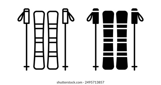 skiing vector icon set in black color.