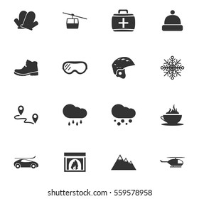 skiing vector icons for user interface design