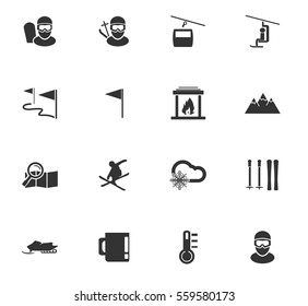 skiing vector icons for user interface design