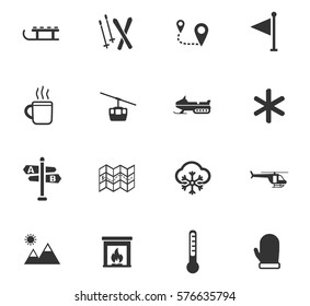 skiing vector icons for user interface design