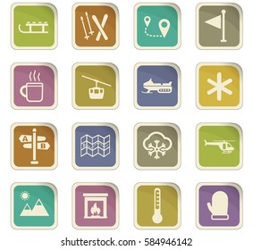 skiing vector icons for user interface design
