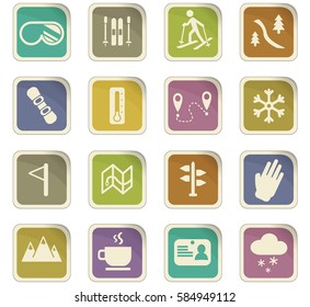 skiing vector icons for user interface design