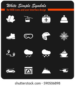 skiing vector icons for user interface design