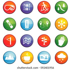 skiing vector icons for user interface design