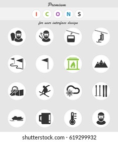 skiing vector icons for user interface design