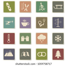 skiing vector icons for web and user interface design