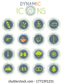 skiing vector icons for web and user interface design