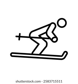 Skiing Vector Line Icon Design
