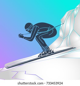 skiing vector logo icon illustration