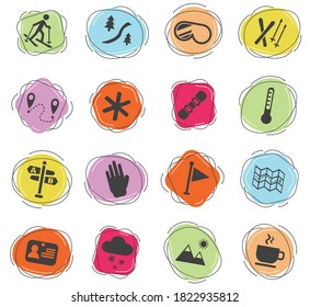 skiing web icons for user interface design