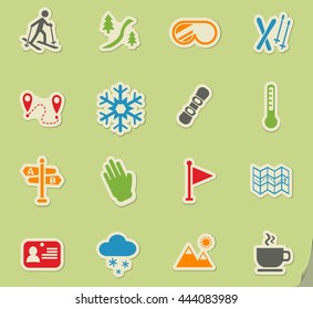 skiing web icons for user interface design