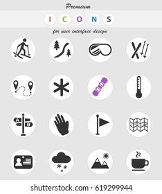 skiing web icons for user interface design