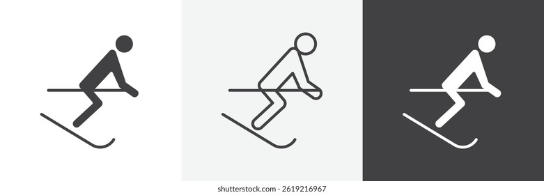 Skiing web vector icons set