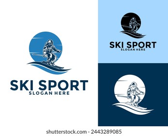 Ski Winter Sport Logo Vektor-Symbol, Mountain Ski Logo Design Vorlage