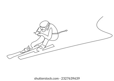 skiing winter sport sportsman lifestyle line art