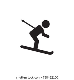 Skiing winter sport vector simple icon isolated on white background