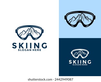 Ski- und Wintersport-Logo-Vektor-Vorlage, Snowboard oder Ski-Logo-Design Inspiration