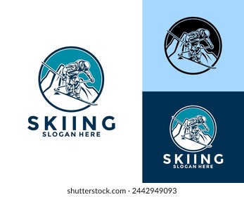 skiing and winter Sports logo vector template, snowboard or ski logo design inspiration