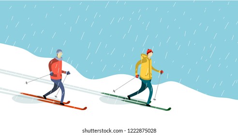 Skiing winter time