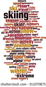 Skiing word cloud concept. Vector illustration