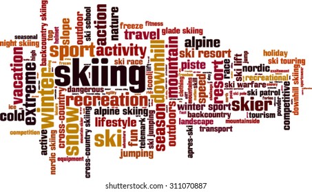 Skiing word cloud concept. Vector illustration