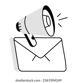 Skilfully crafted doodle icon depicting email marketing concept 