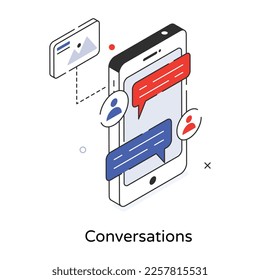 A skilfully crafted isometric icon of conversations 
