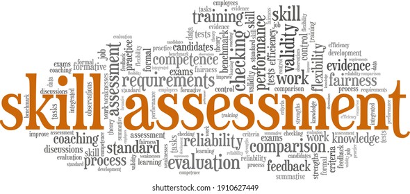 Skill assessment vector illustration word cloud isolated on a white background.