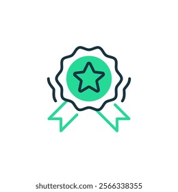 Skill Badge Two Tone Color Icon. linear style sign for mobile concept and web design. Outline vector icon.