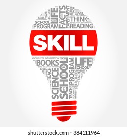 SKILL bulb word cloud, business concept