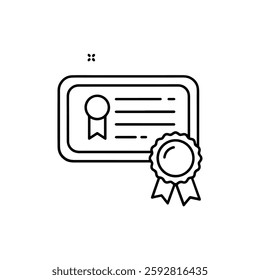 Skill Certification Minimal Flat Thin Line Icon – Symbolizing Professional Qualifications and Training