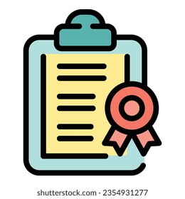 Skill clipboard icon outline vector. Goal career. Business success color flat