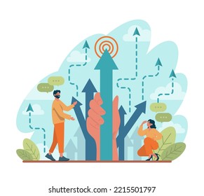 Skill up concept. Increasing of business or professional abilities. Knowledge gaining as a way to success. Digital training and distance learning. Flat vector illustration