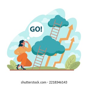 Skill up concept. Increasing of business or professional abilities. Knowledge gaining as a way to success. Digital training and distance learning. Flat vector illustration